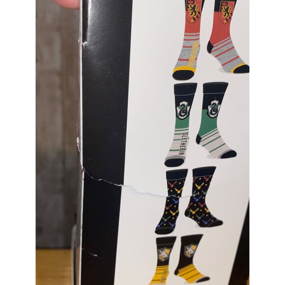 Men's 6-Pack Harry Potter House Crest Crew Socks Hufflepuff Ravenclaw Slytherin - Picture 8 of 13